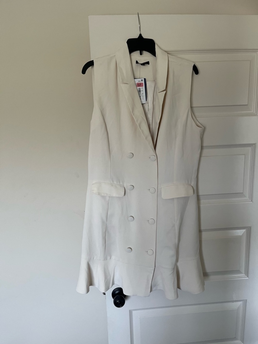 Skies Are Blue Cream Sleeveless Blazer Dress